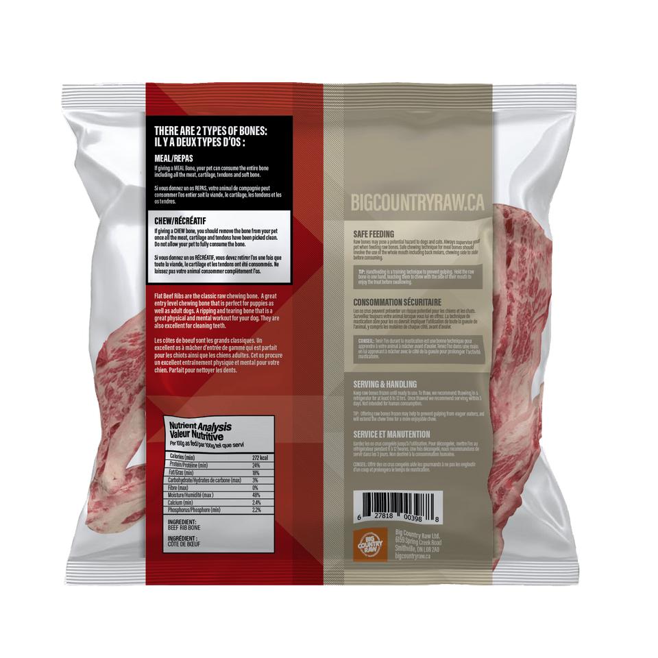 Small Flat Rib Bone - Frozen Raw Dog Treats - Big Country Raw - PetToba - Big Country Raw