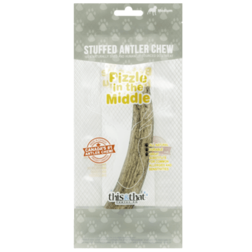 Stuffed Antler Chew w/ Pizzle Medium 6.5" - This & That - PetToba - This & That