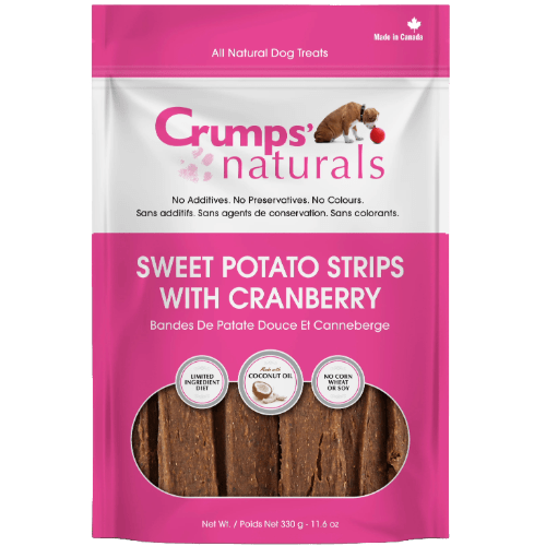 Sweet Potato Strips with Cranberry Dog Treats 5.6 oz - Crumps' Naturals - PetToba - Crumps' Naturals