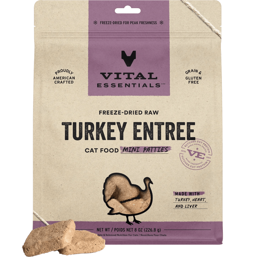 Turkey Entree Mini Patties Freeze - Dried Raw Cat Food - Vital Essentials - PetToba - Vital Essentials