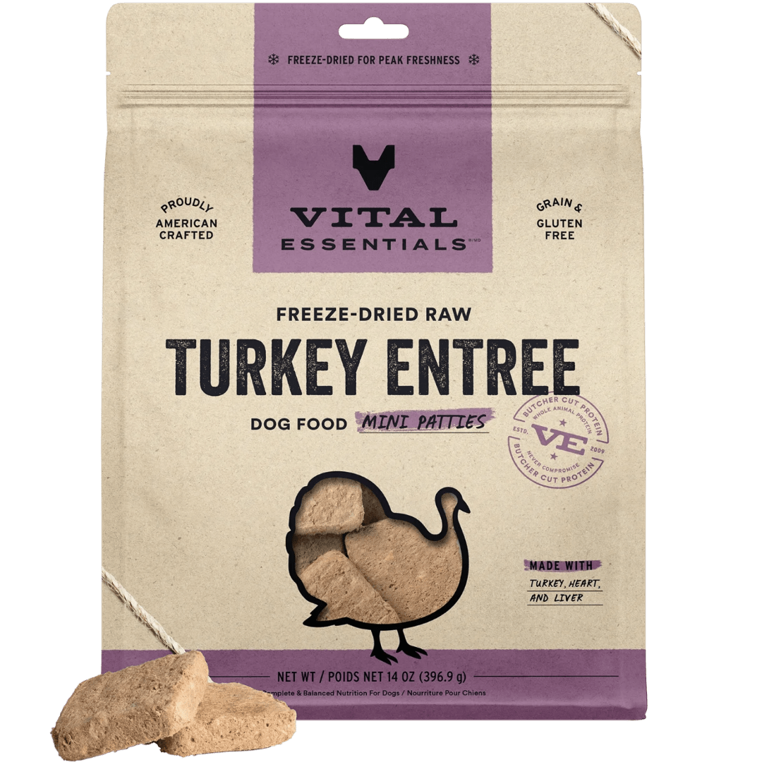 Turkey Entree Mini Patties Freeze - Dried Raw Dog Food - Vital Essentials - PetToba - Vital Essentials