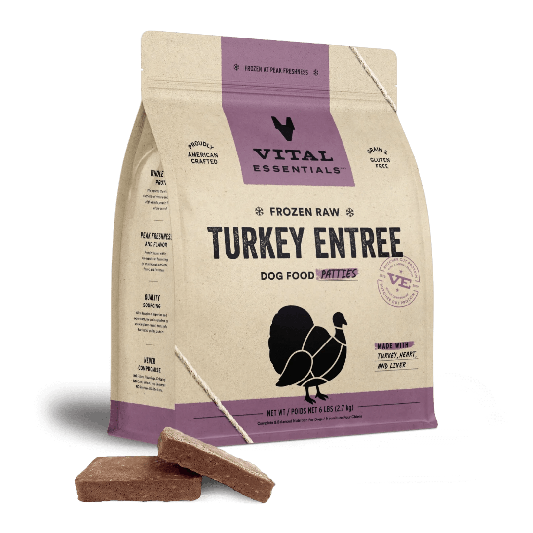 Turkey Entree Patties - Frozen Raw Dog Food - Vital Essentials - PetToba - Vital Essentials