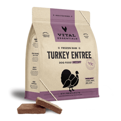 Turkey Entree Patties - Frozen Raw Dog Food - Vital Essentials - PetToba - Vital Essentials