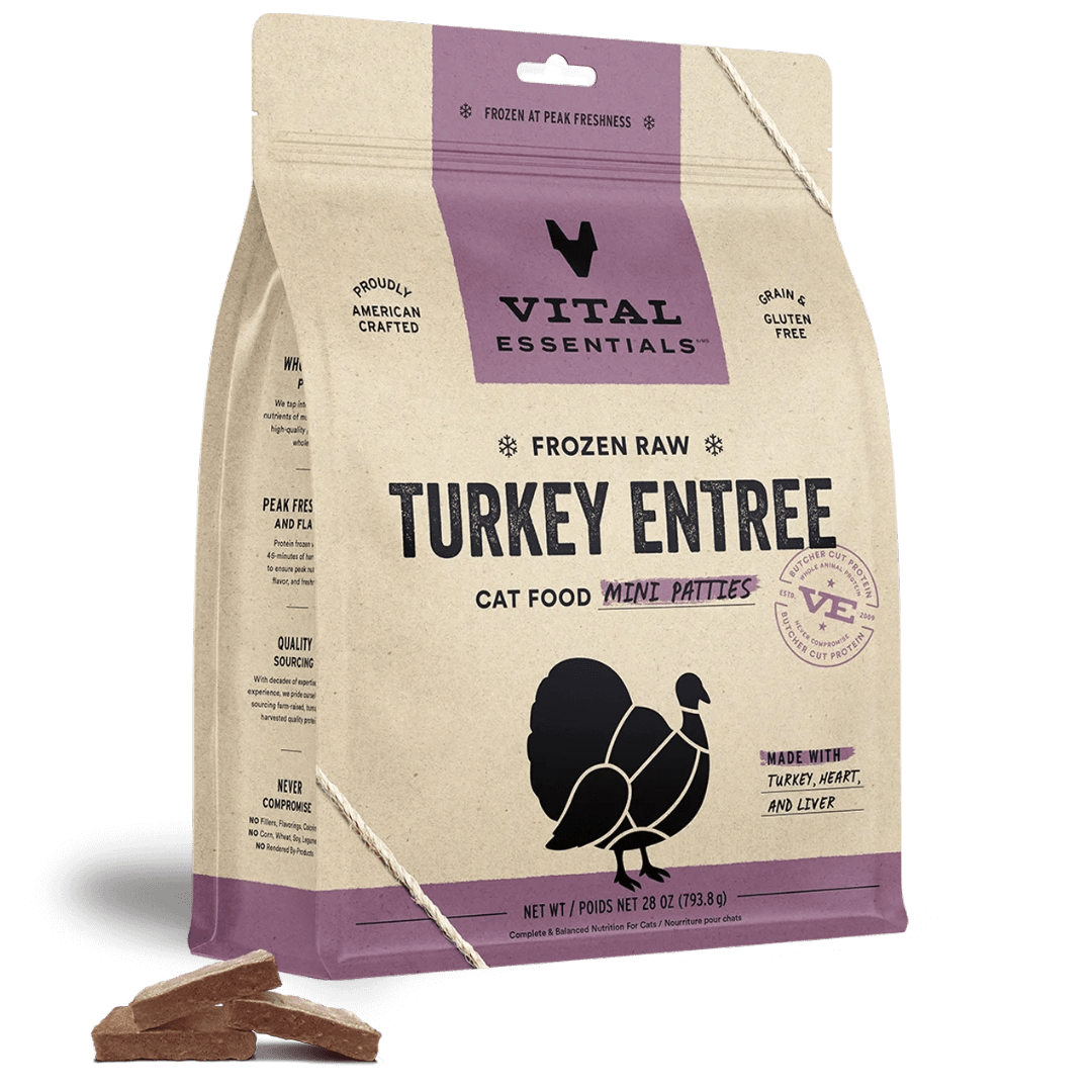 Turkey Mini Patties - Frozen Raw Cat Food - Vital Essentials - PetToba - Vital Essentials