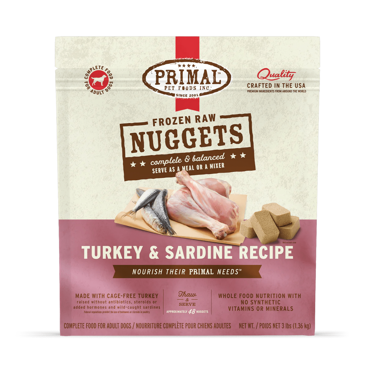 Turkey & Sardine Canine Nuggets - Frozen Raw Dog Food - Primal Pet Foods - PetToba - Primal Pet Foods
