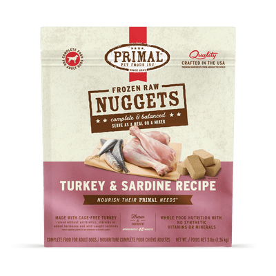 Turkey & Sardine Canine Nuggets - Frozen Raw Dog Food - Primal Pet Foods - PetToba - Primal Pet Foods