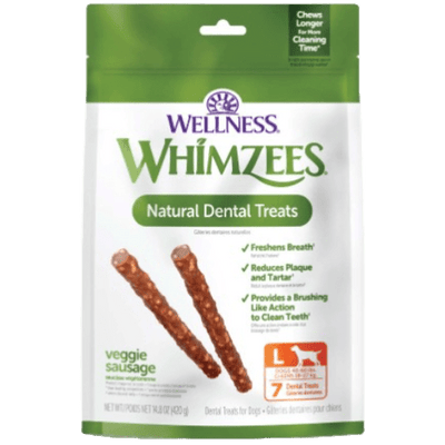 Veggie Sausage Large All Natural Daily Dental Treat for Dogs - Whimzees® - PetToba - Whimzees