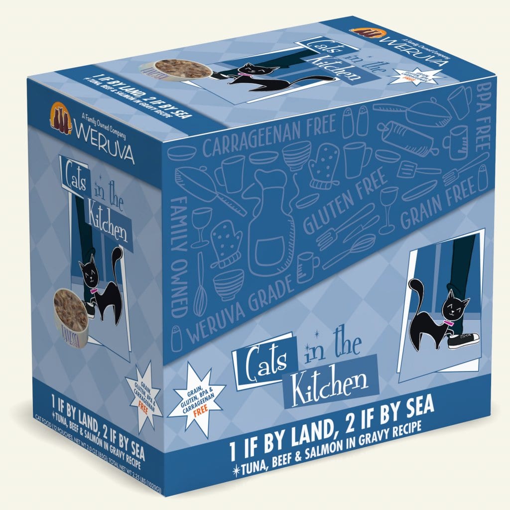 1 if By Land, 2 if By Sea (Tuna, Beef & Salmon in Gravy) Cat Food Pouch 3.0 oz - Cats in the Kitchen - PetToba-Cats in the Kitchen