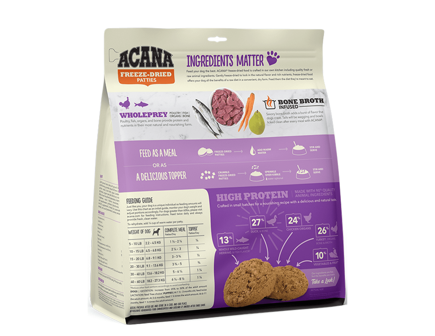 ACANA Bone Broth Infused Freeze-Dried Patties/ Morsels for Dogs - Duck Recipe - Freeze Dried Dog Food - ACANA - PetToba-ACANA