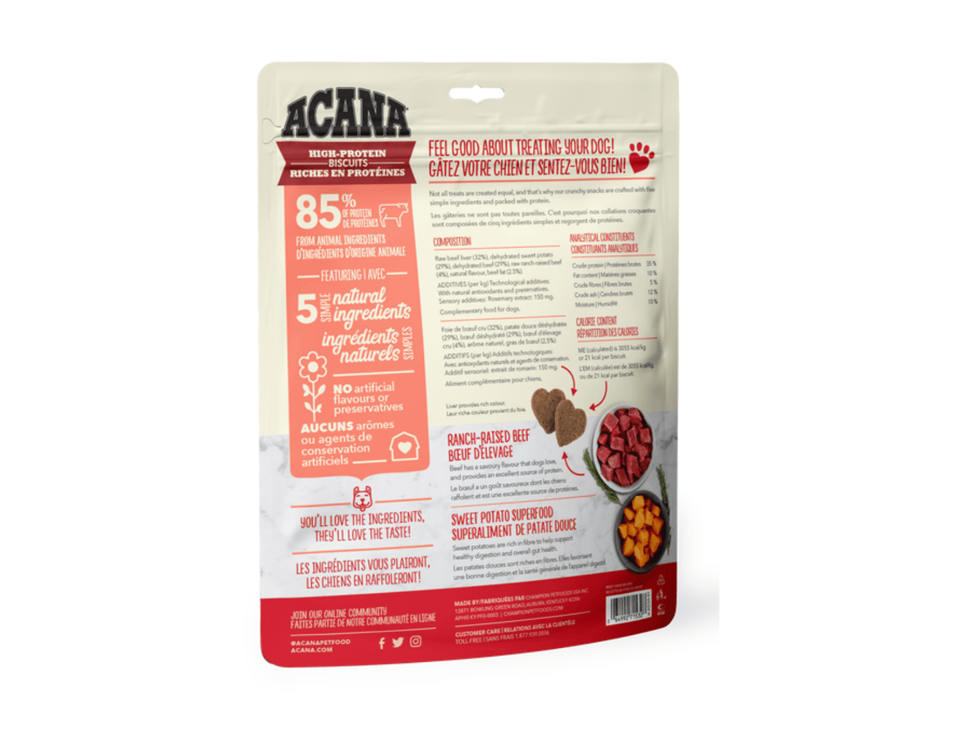 Acana High-Protein Biscuits for Medium to Large Dogs - Crunchy Beef Liver Recipe 255 g - Dog Treats - ACANA - PetToba-ACANA