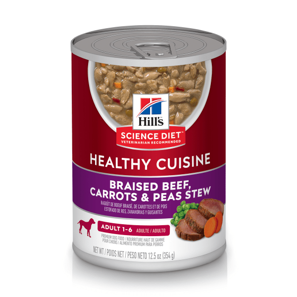 Adult Healthy Cuisine Braised Beef, Carrots & Peas Stew - Wet Dog Food - Hill's Science Diet