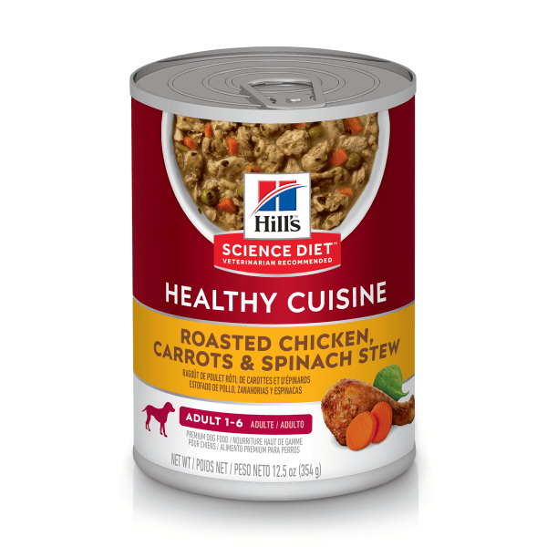 Adult Healthy Cuisine Roasted Chicken, Carrots & Spinach Stew - Wet Dog Food - Hill's Science Diet - PetToba-Hill's Science