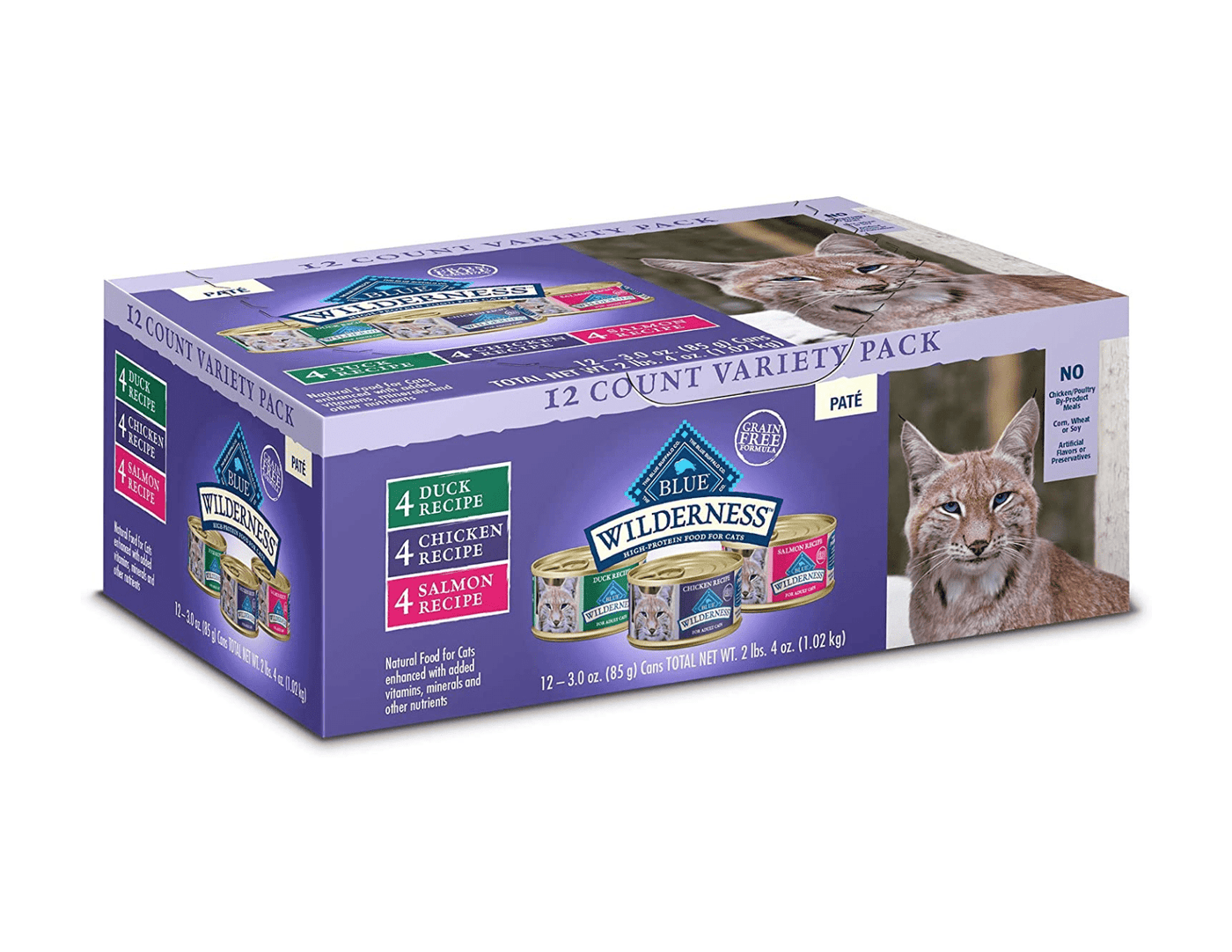 Adult Variety Pack, Duck, Chicken & Salmon 12/3 oz Canned food - Wet Cat Food - BLUE Cat Wilderness - PetToba-Blue Buffalo