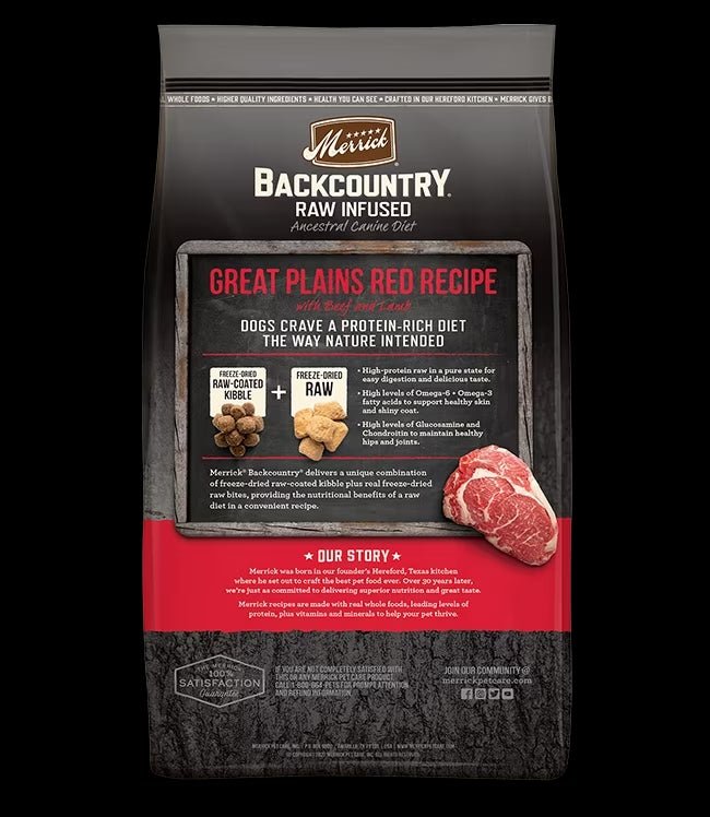 Backcountry - Raw Infused - Great Plains Red Recipe - Dry Dog Food - Merrick - PetToba-Merrick