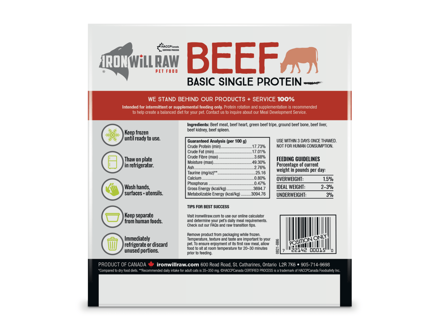 Basic Beef 6 LB (6 X 1 LB Pouches) - Frozen Raw Dog & Cat Food - Iron Will Raw - PetToba-Iron Will Raw