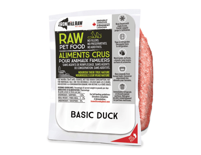 Basic Duck 6 LB (6 X 1 LB Pouches) - Frozen Raw Cat Food - Iron Will Raw - PetToba-Iron Will Raw