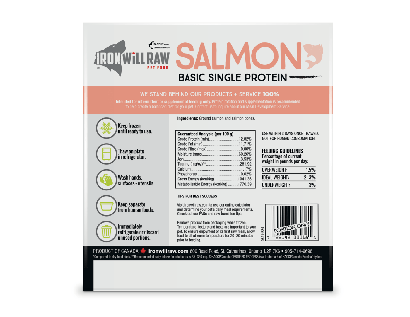 Basic Salmon 4 LB 8/8 oz - Frozen Raw Dog & Cat Food - Iron Will Raw - PetToba-Iron Will Raw