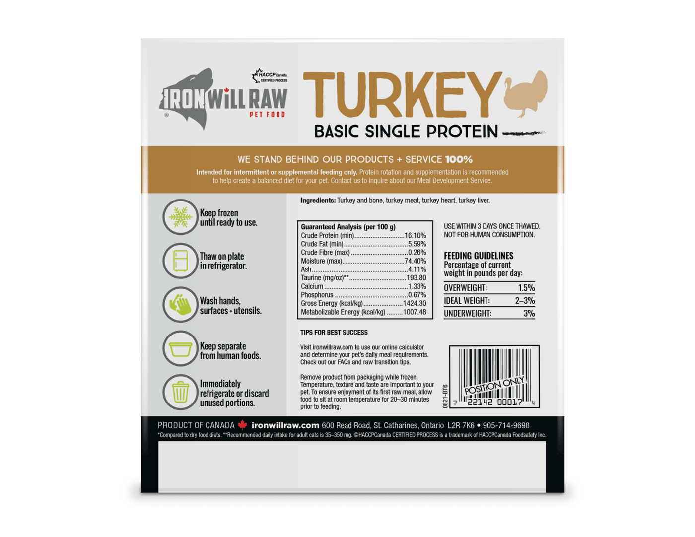 Basic Turkey Single Protein 6LB - Frozen Raw Dog & Cat Food - Iron Will Raw - PetToba-Iron Will Raw