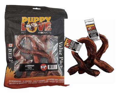 Beef Jr Ribbon 4"-5" (Puppy Love) - Single/Value Pack - PetToba-Puppy Love