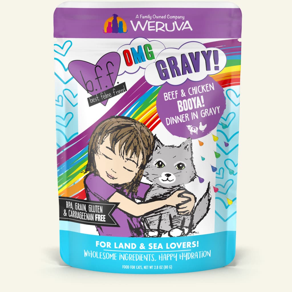 Booya! Beef & Chicken Dinner in Gravy (2.8 oz Pouch) - B.F.F - PetToba-Best Feline Friend (B.F.F)