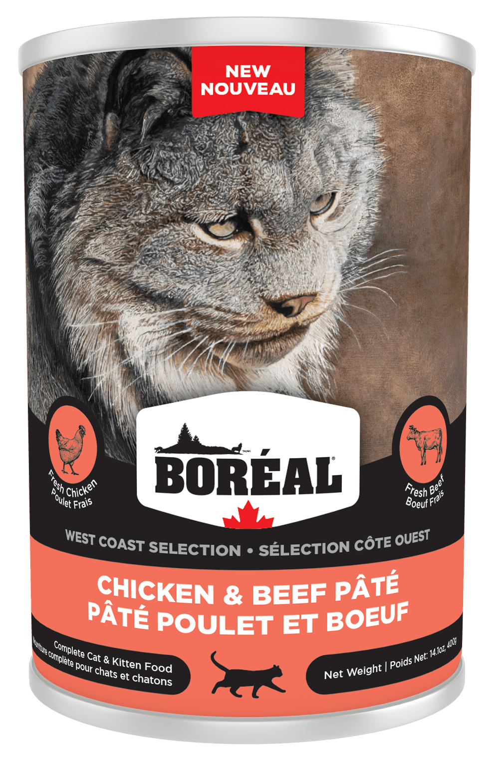 Boreal West Coast Selection Cat - Chicken And Beef Pate 400g - Wet Cat Food - BORÉAL