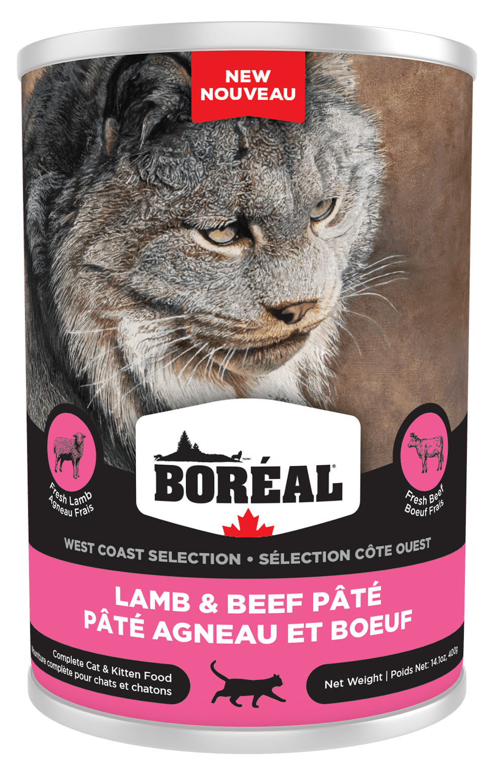 Boreal West Coast Selection Cat - Lamb And Beef Pate 400g - Wet Cat Food - BORÉAL