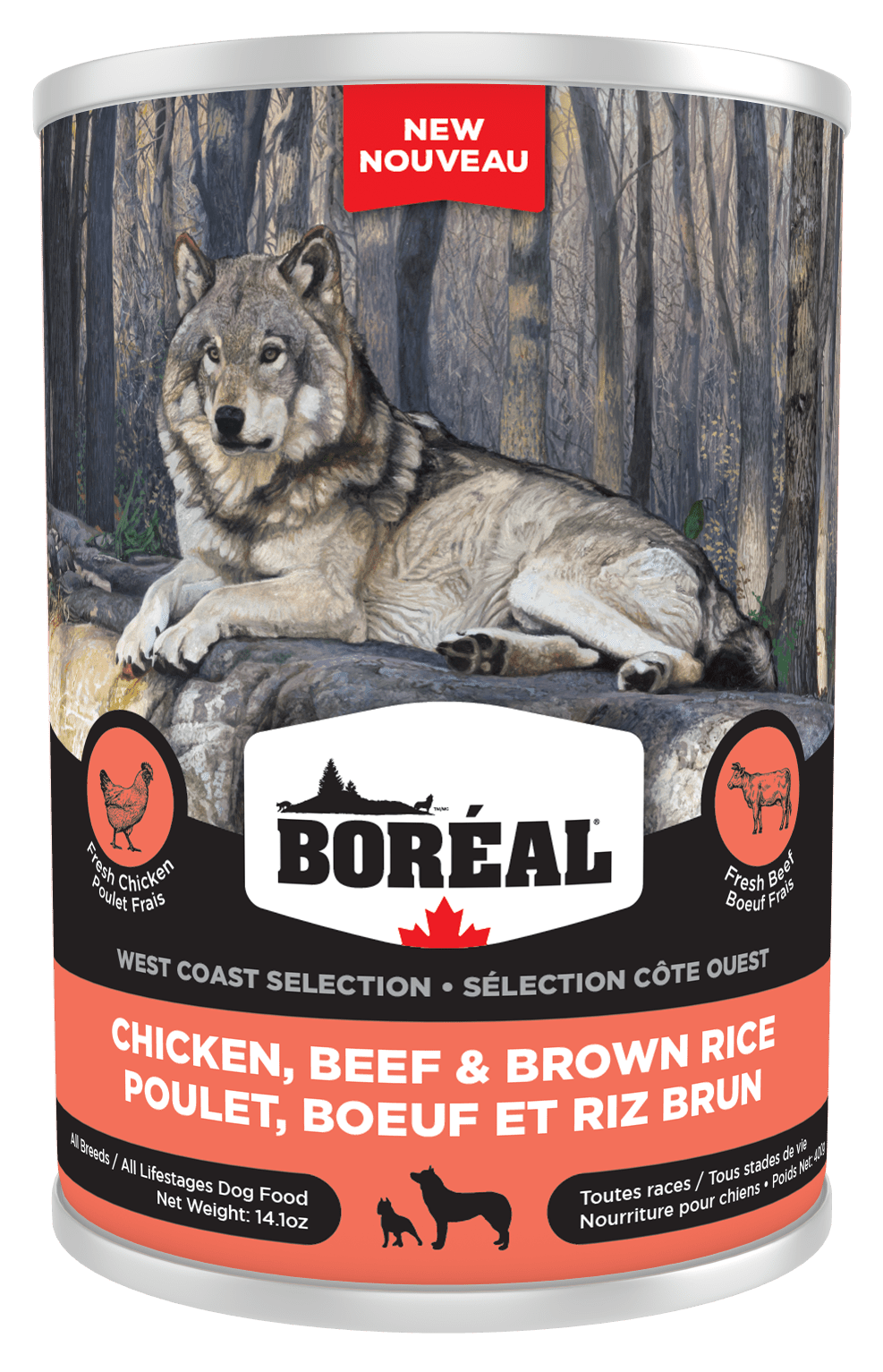 Boreal West Coast Selection Dog - Chicken, Beef & Brown Rice 400g - Wet Cat Food - BORÉAL - PetToba-Boreal