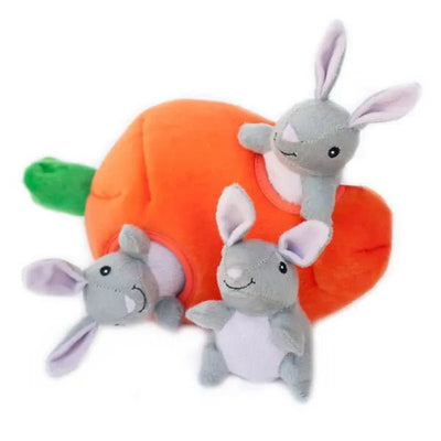 Burrow Squeaker Toy Bunny n Carrot - ZippyPaws - PetToba-ZippyPaws