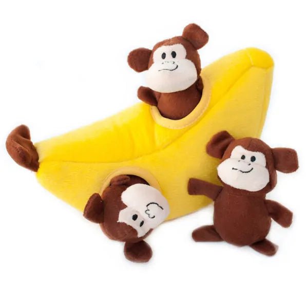 Burrow Squeaker Toy Monkey n Banana - ZippyPaws - PetToba-ZippyPaws