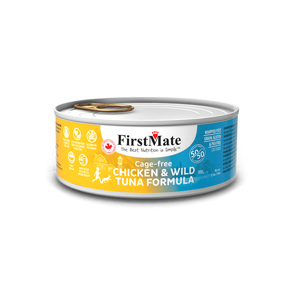 Cage Free Chicken & Wild Tuna 50/50 Formula for Cats 5.5oz – 24 Cans - Firstmate - Wet Cat Food