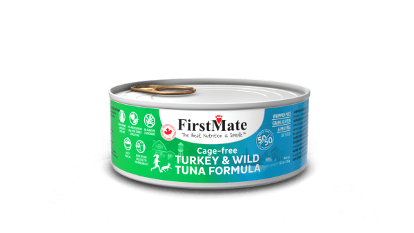 Cage-free Turkey & Wild Tuna 50/50 Formula for Cats 5.5oz 24 cans - Firstmate - Wet Cat Food