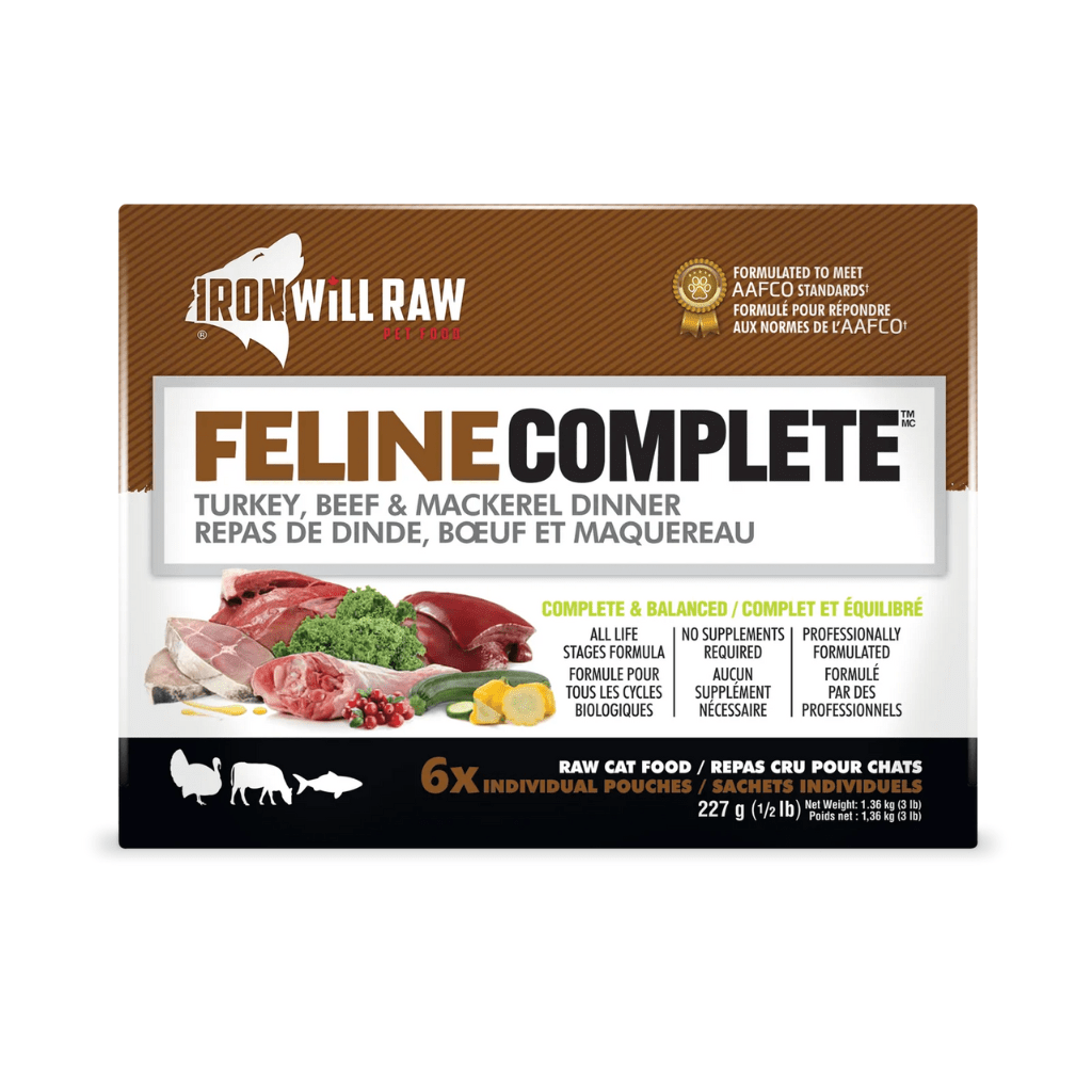 Complete Feline Turkey, Beef & Mackerel Dinner 3LB (6/0.5lb) - Frozen Raw Cat Food - Iron Will Raw