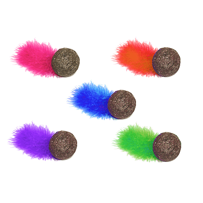 Compressed Catnip Ball with Feather 5" | Cat-Multipet