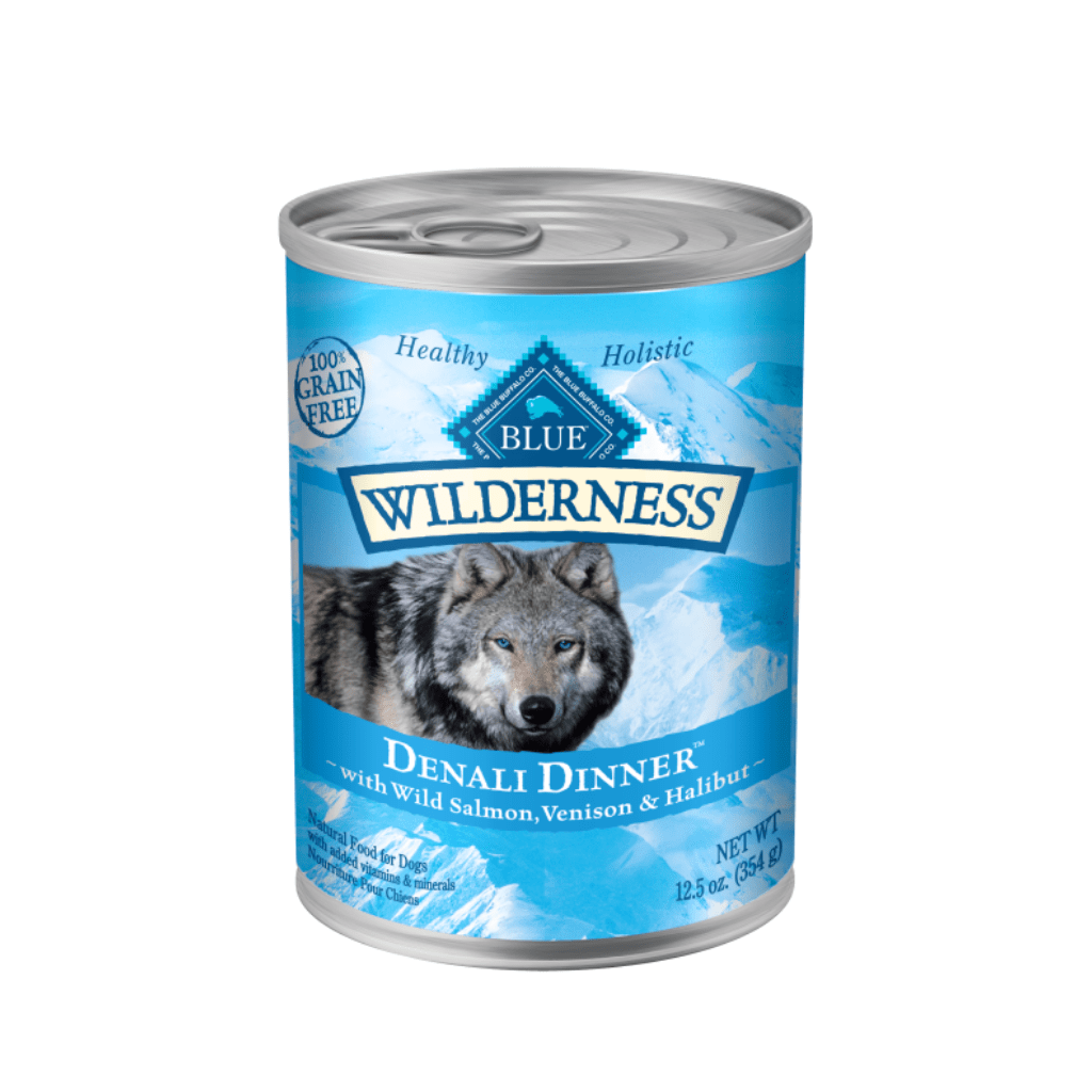 Denali Dinner (Wild Salmon, Venison and Halibut) 12.5 oz Cans - Wet Dog Food - Blue Buffalo - PetToba-Blue Buffalo