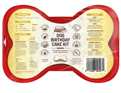 Dog Birthday Cake Kit- Banana Cake Mix, Icing Mix, and One Candle - PetToba-Puppy Cake
