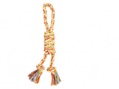Dog Toy Rope Double Loop N Noose Knot Orange-Yellow 13.5" - Dog Toy - Bud'z