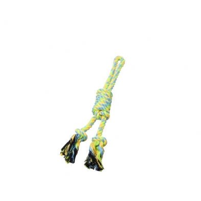 Dog Toy Rope Double Loop, Noose Knot Green-Yellow 13.5'' - Dog Toy - Bud'z