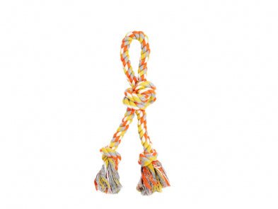 Dog Toy Rope Double w/3 Knots Orange and Yellow 11.5" - Dog Toy - Bud'z - PetToba-Bud'z