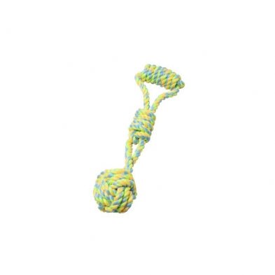 Dog Toy Rope Monkey Fist w/Handle Green-Yellow 13.5'' - Dog Toy - Bud'z