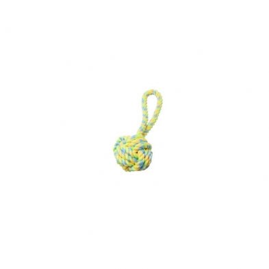 Dog Toy Rope Monkey Fist w/Loop Green and Yellow 7.5'' - Dog Toy - Bud'z - PetToba-Bud'z