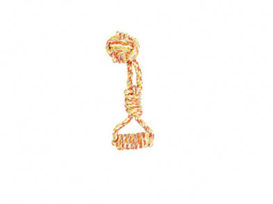 Dog Toy Rope Monkey's Fist w/Handle Orange-Yellow 13.5" - Dog Toy - Bud'z