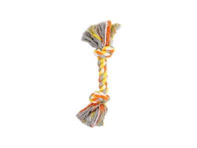 Dog Toy Rope with 2 Knots Orange and Yellow 8.5" - Dog Toy - Bud'z