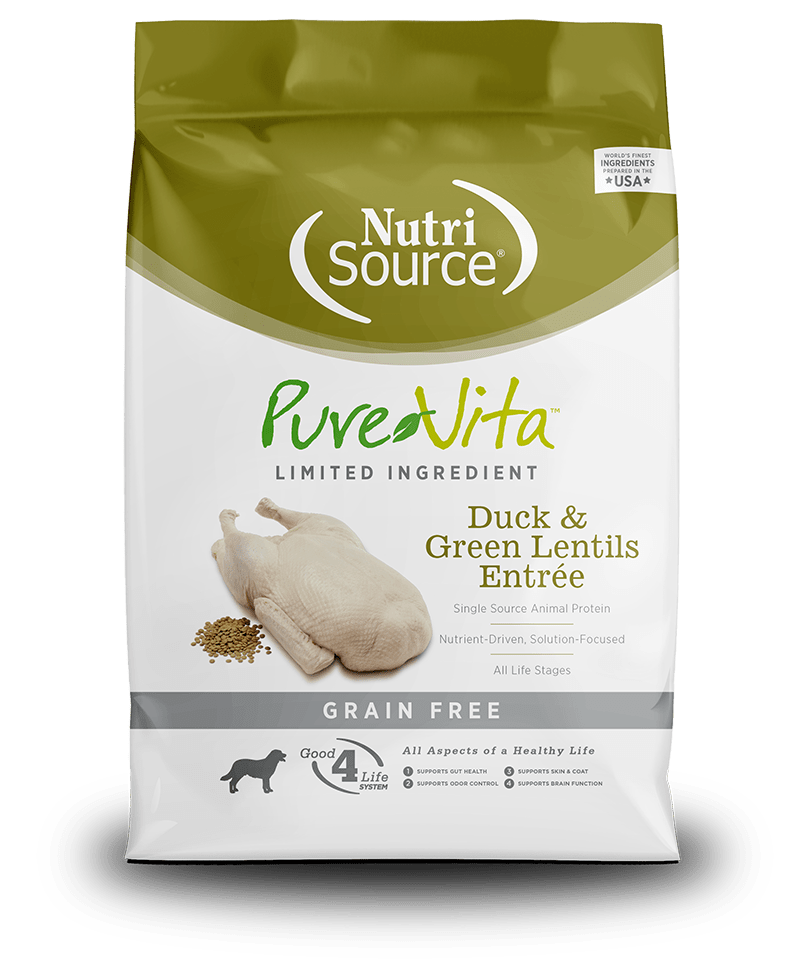 Duck & Green Lentils Entrée Grain Free Limited Ingredient Dog Food-PureVita - NutriSource - Dry Dog Food - PetToba-NutriSource