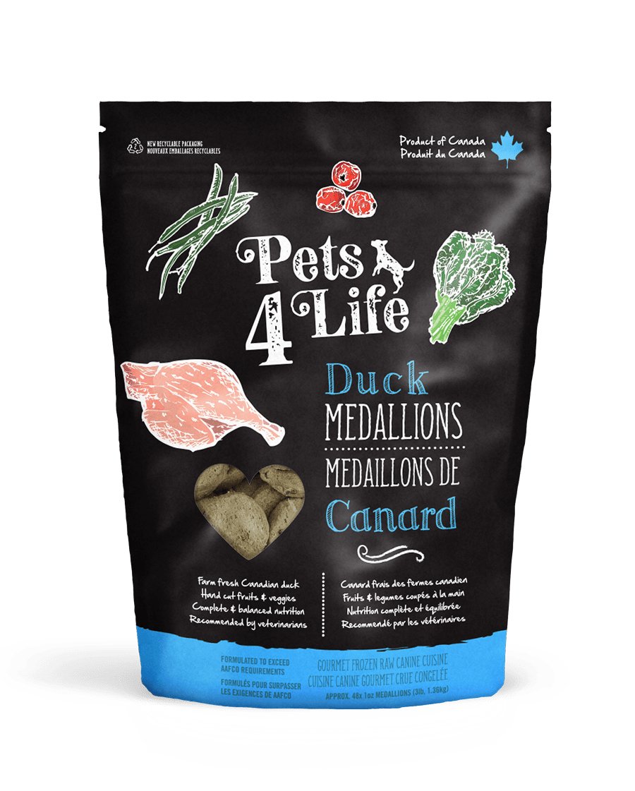 Duck Medallions 3lb - Frozen Dog Raw Food - Pets4Life - PetToba-Pet 4 Life