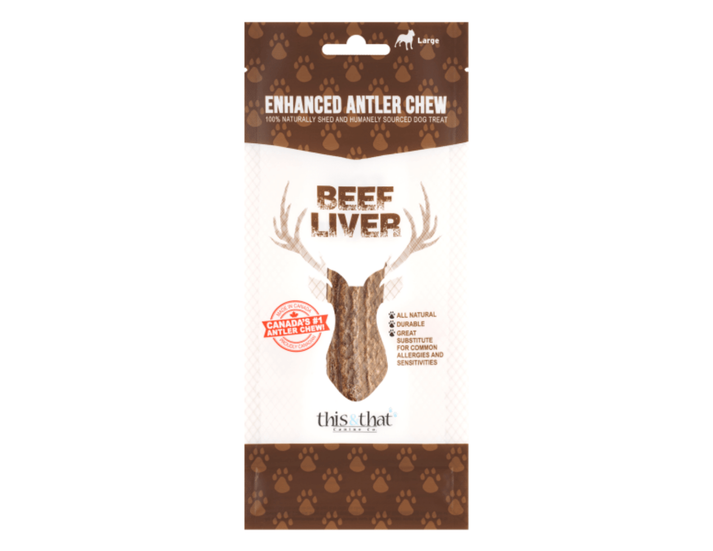 Enhanced Antler Chew Beef Liver Large 7.5" - This & That - PetToba-This & That