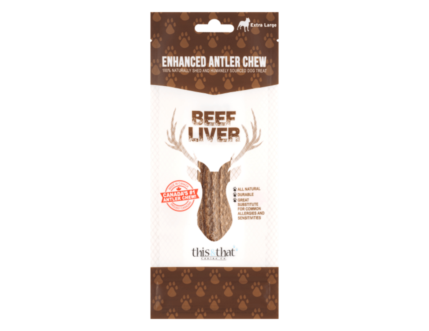 Enhanced Antler Chew Beef Liver X-Large 10.5" - This & That - PetToba-This & That