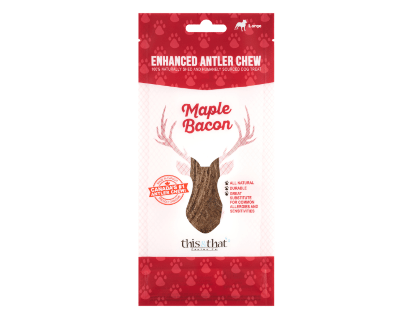 Enhanced Antler Chew Maple Bacon Large 10.5" - This & That - PetToba-This & That