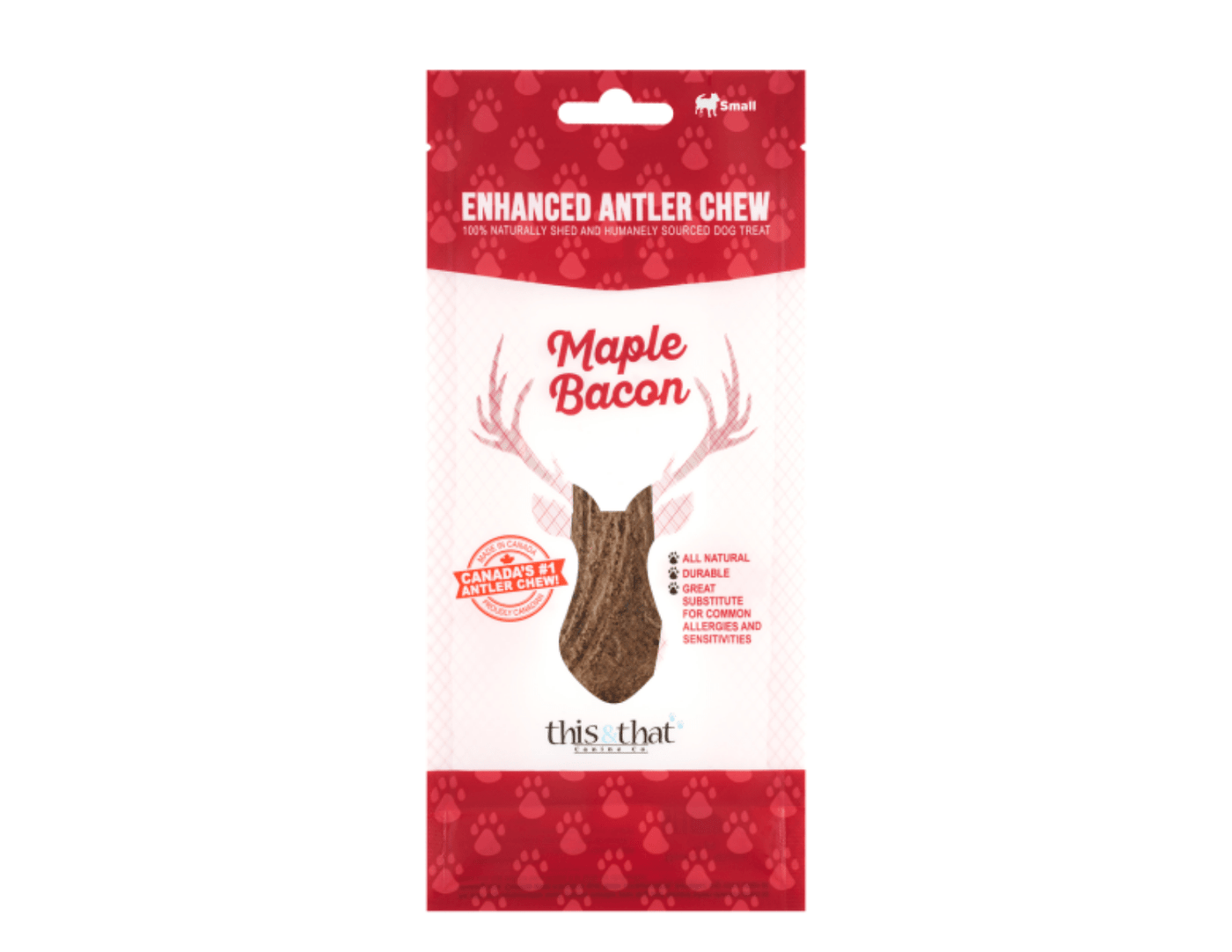 Enhanced Antler Chew Maple Bacon Small 5.5" - This & That - PetToba-This & That