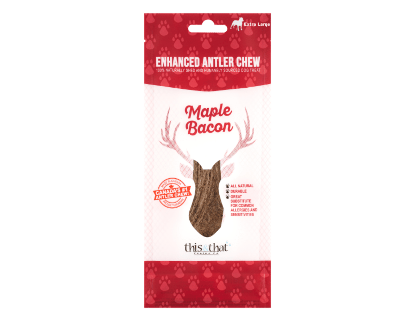 Enhanced Antler Chew Maple Bacon X-Large 10.5" - This & That - PetToba-This & That