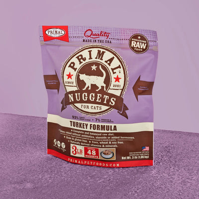 Feline Raw Turkey Frozen Nuggets - Frozen Raw Cat Food - Primal Pet Foods - PetToba-Primal Pet Foods